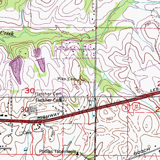 Topographic Map of Pike Cemetery, AL
