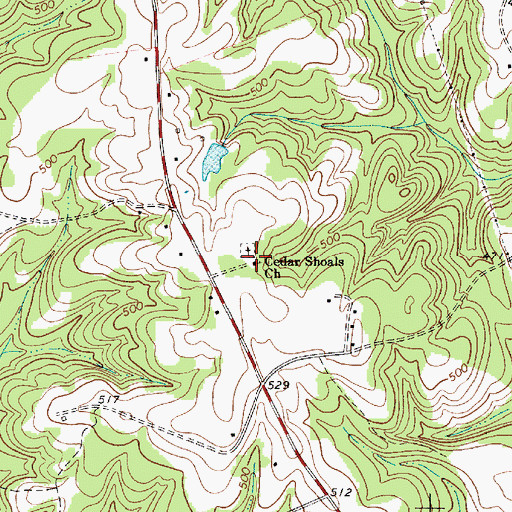 Topographic Map of Cedar Shoals Church, SC