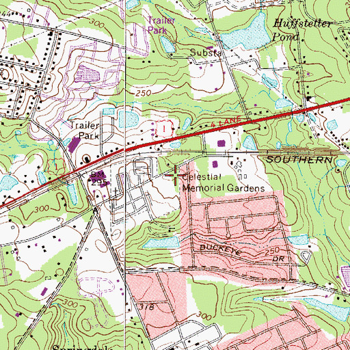 Topographic Map of Celestial Memorial Gardens, SC