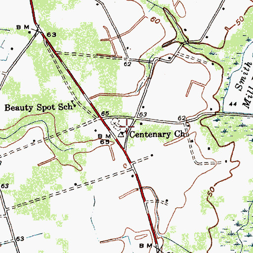 Topographic Map of Centenary Church, SC