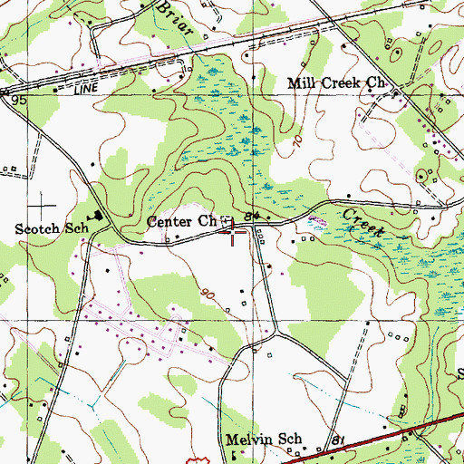 Topographic Map of Center Church, SC