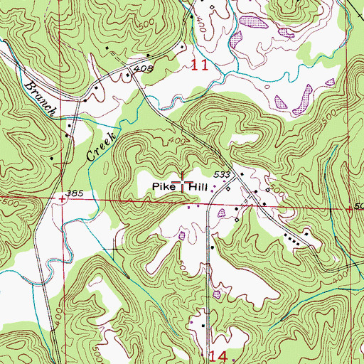 Topographic Map of Pike Hill, AL
