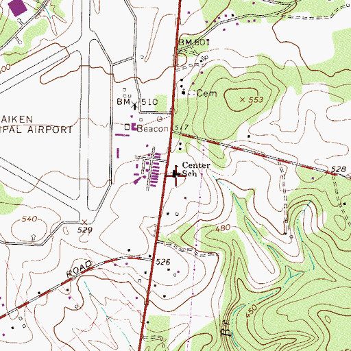 Topographic Map of Center School, SC