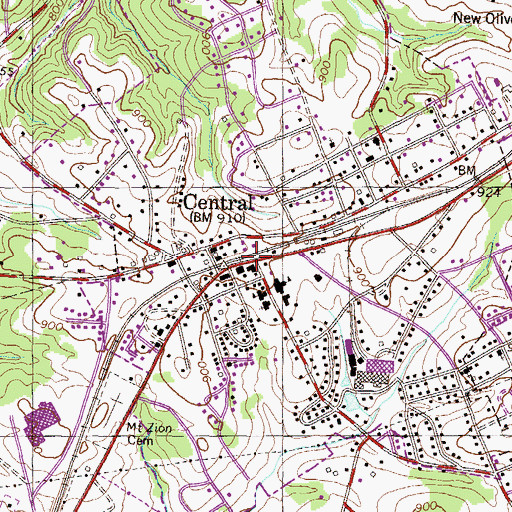Topographic Map of Central, SC