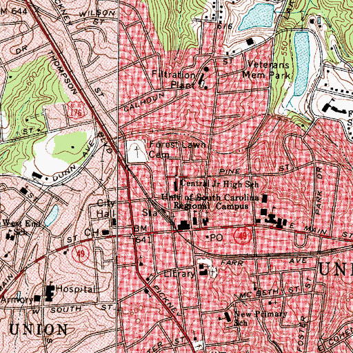 Topographic Map of Central Junior High School, SC