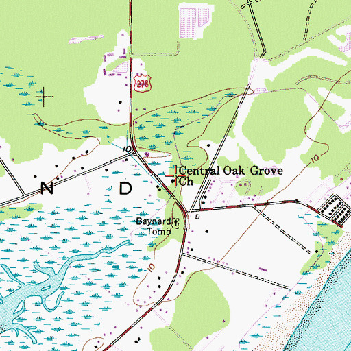 Topographic Map of Central Oak Grove Church, SC