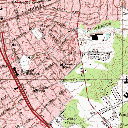 Topographic Map of Central School, SC