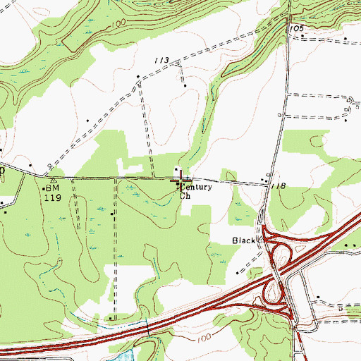 Topographic Map of Central Baptist Church, SC