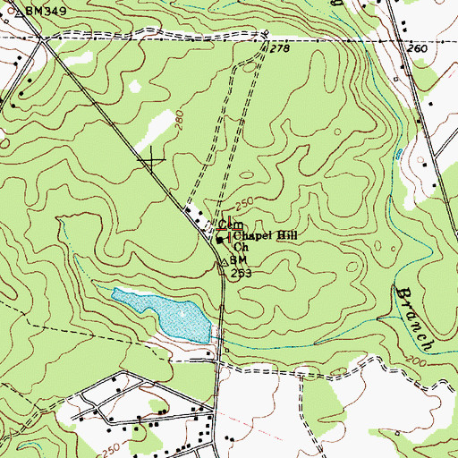 Topographic Map of Chapel Hill Church, SC