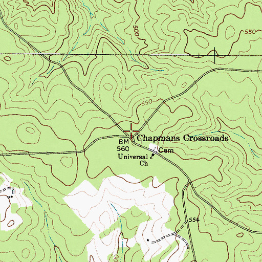 Topographic Map of Chapmans Crossroads, SC