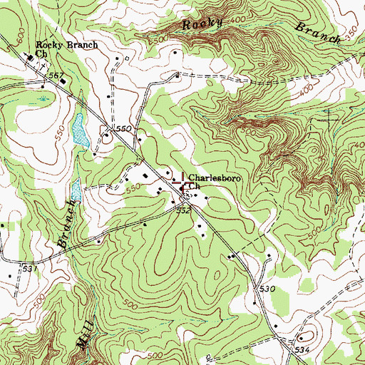Topographic Map of Charlesboro Church, SC