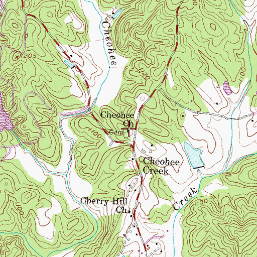 Topographic Map of Cheohee Baptist Church, SC