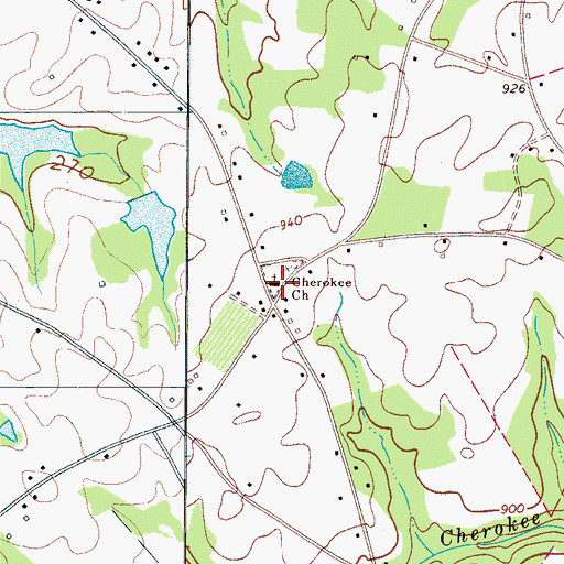 Topographic Map of Cherokee Baptist Church, SC