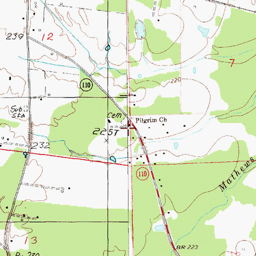 Topographic Map of Pilgrim Church, AL