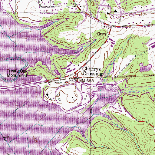 Topographic Map of Cherrys Crossing, SC