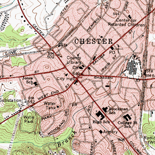Topographic Map of Chester, SC
