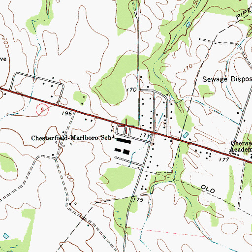 Topographic Map of Chesterfield-Marlboro School, SC