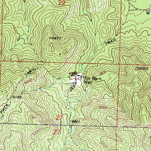 Topographic Map of Tin Barn Well, AZ