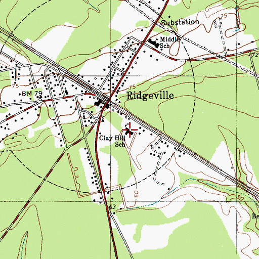 Topographic Map of Clay Hill Middle School, SC