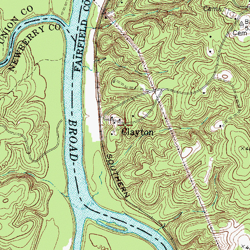 Topographic Map of Clayton, SC