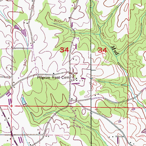 Topographic Map of Pilgrim Rest Cemetery, AL