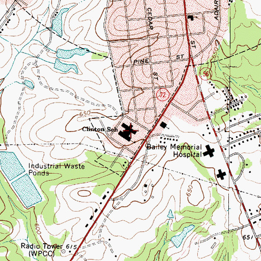 Topographic Map of Clinton School, SC