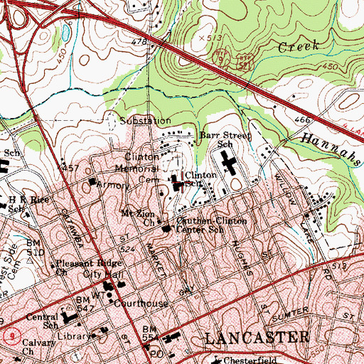 Topographic Map of Clinton School, SC