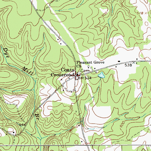 Topographic Map of Coats Crossroad, SC