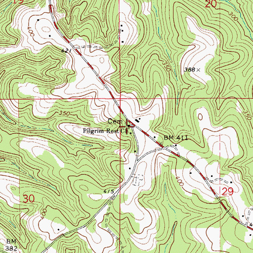 Topographic Map of Pilgrim Rest Church, AL