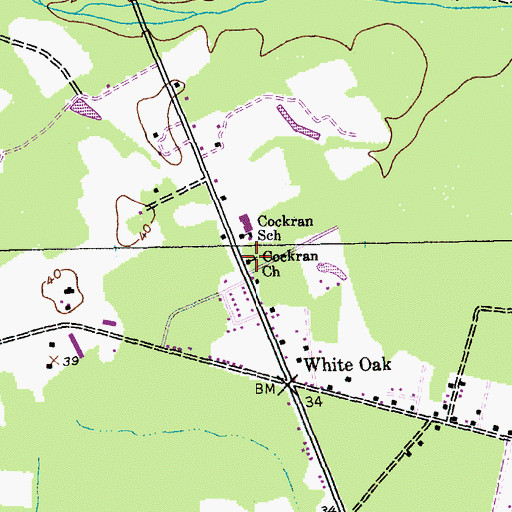 Topographic Map of Cockran Church, SC