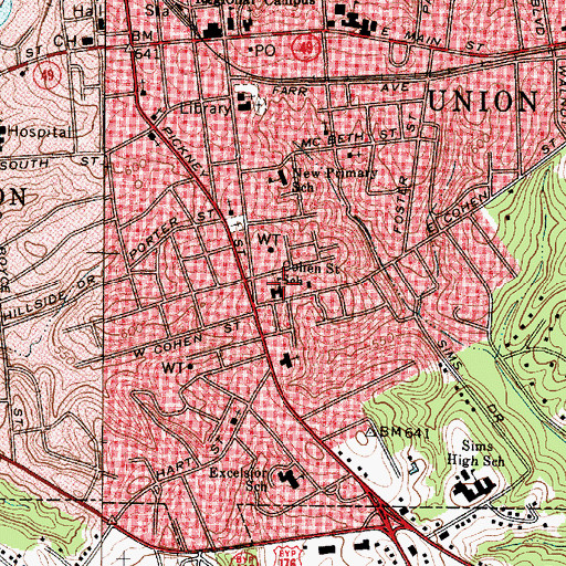 Topographic Map of Cohen Street School, SC