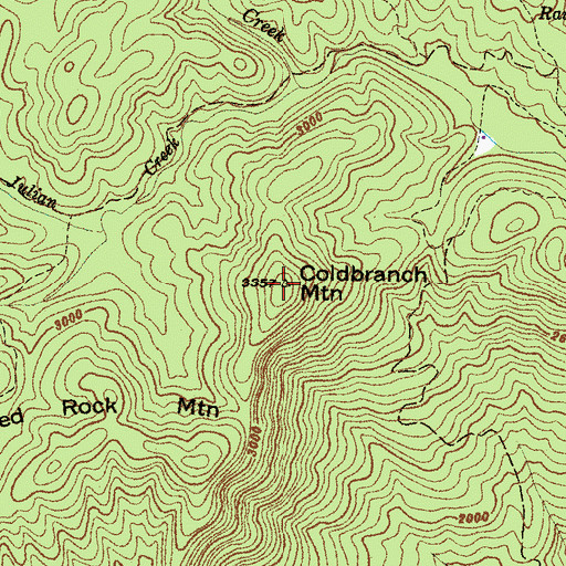 Topographic Map of Coldbranch Mountain, SC