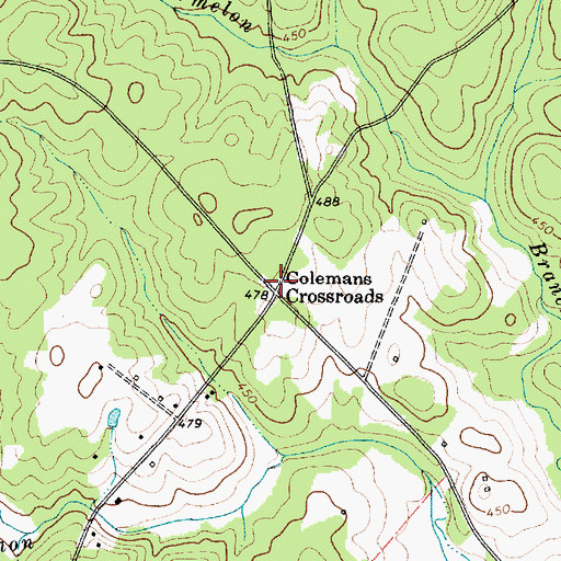 Topographic Map of Colemans Crossroads, SC
