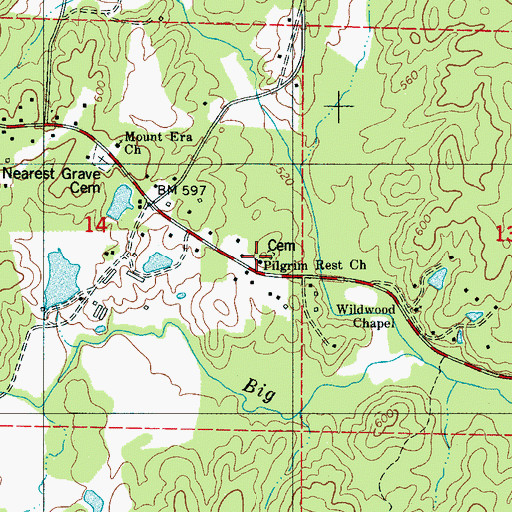 Topographic Map of Pilgrim Rest Church, AL