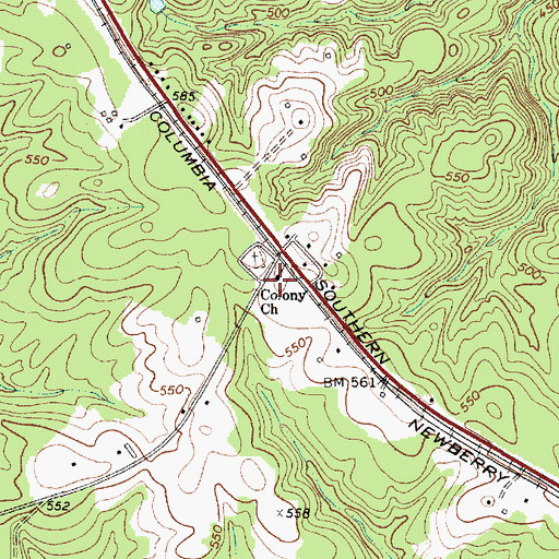 Topographic Map of Colony Lutheran Church, SC