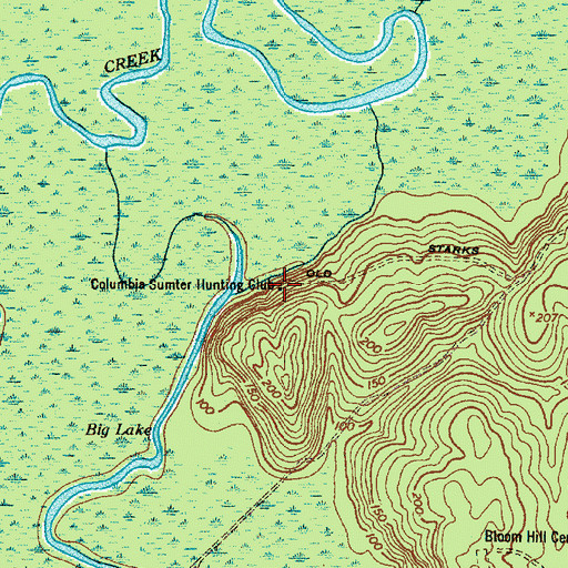 Topographic Map of Columbia Sumter Hunting Club, SC