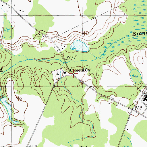Topographic Map of Concord Church, SC