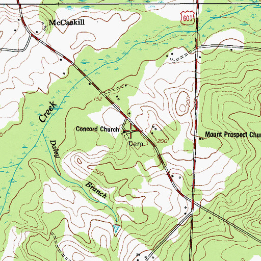 Topographic Map of Concord Church, SC