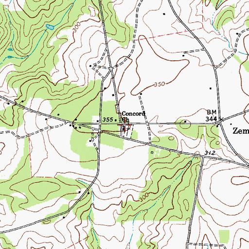 Topographic Map of Concord Church, SC