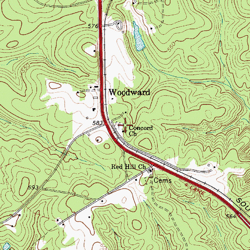 Topographic Map of Concord Church (historical), SC