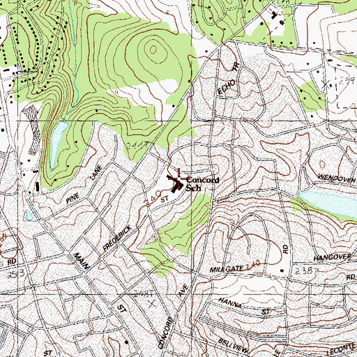 Topographic Map of Concord School, SC