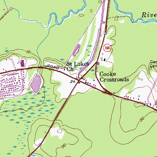Topographic Map of Cooke Crossroads, SC