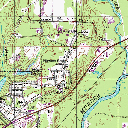 Topographic Map of Pilgrims Rest Cemetery, AL
