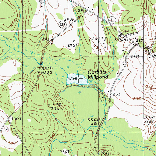 Topographic Map of Corbitts Millpond, SC