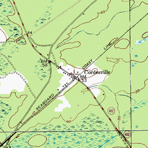 Topographic Map of Cordesville, SC