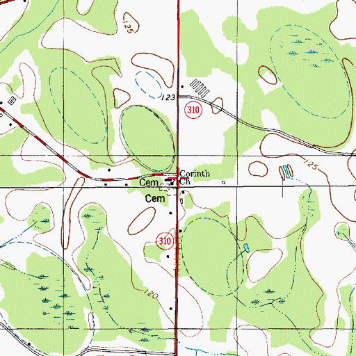 Topographic Map of Corinth Baptist Church, SC