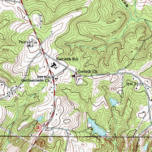 Topographic Map of Corinth Baptist Church, SC
