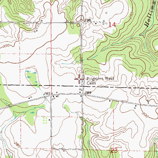 Topographic Map of Pilgrims Rest Cemetery, AL