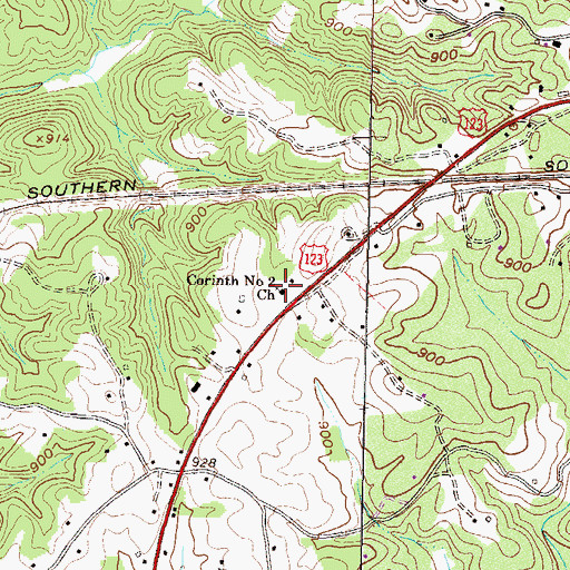 Topographic Map of Corinth Baptist Church, SC