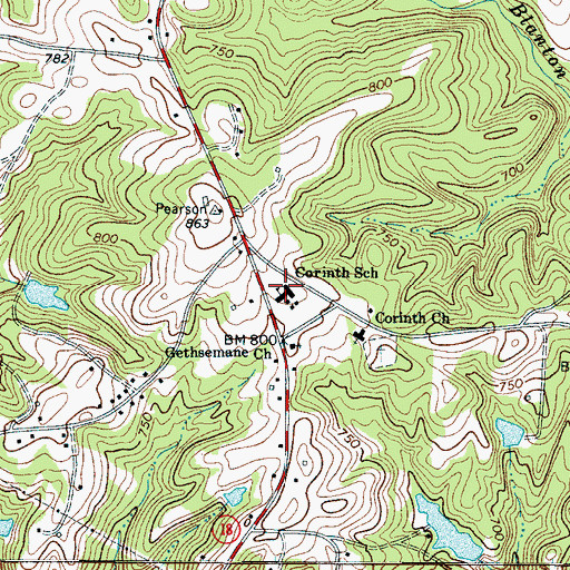 Topographic Map of Corinth Elementary School, SC